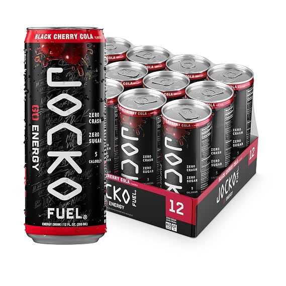 Jocko Fuel GO Energy Drinks, Black Cherry Cola, 12 oz | 12 Pack