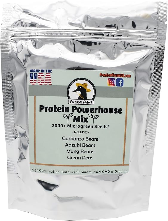 1 Pound Protein Bean Sprout Starter Seeds - 16 Servings per Bag - Organic NON-GMO - Includes Garbanzo, Adzuki, Mung, and Green Pea