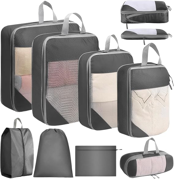 Compression Packing Cubes, 8pcs Travel Organisers