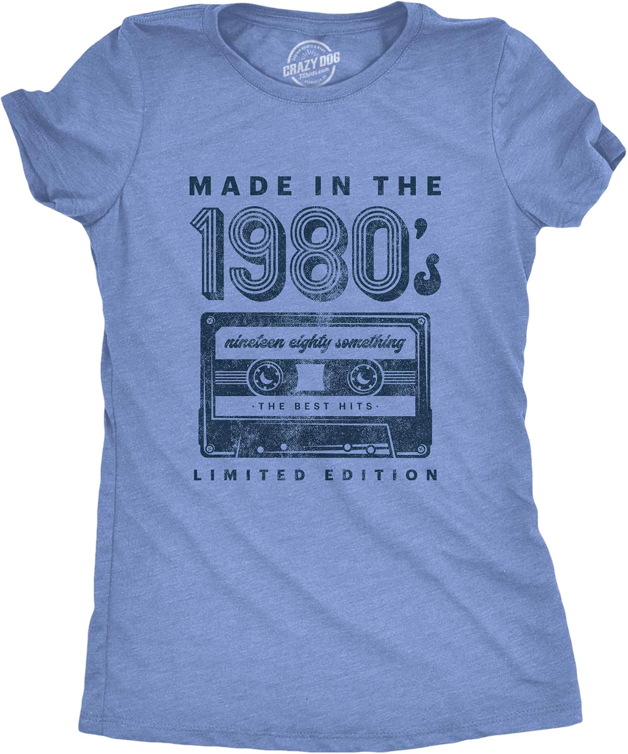 Womens Made in The 1980s T Shirt Funny Retro Cassette Tape Music Graphic Tee