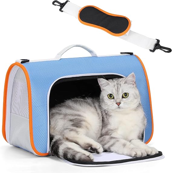 A 4 Pet Cat Carrier, Airline Approved, EVA Soft-Sided, Anti-Collapse
