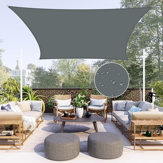 Neween Waterproof Sun Shade Sail Rectangle UV Block Canopy for Outdoor Patio and Garden, Yard Activities (13'x20', Dark Gray)