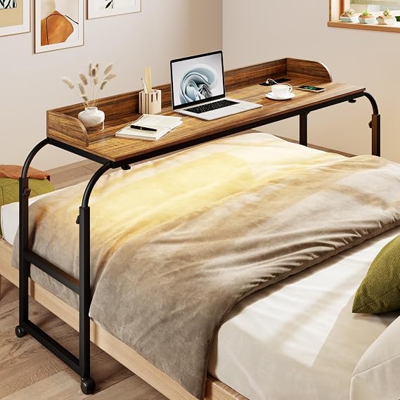 Dystler Over Bed Desk with Wheels Adjustable Height