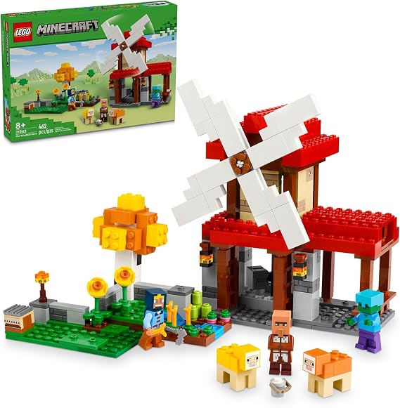 LEGO Minecraft The Windmill Farm Building Toys - Minecraft Toys for Kids, Boys & Girls, Ages 8+ 3 Minifigures Included - Birthday Gift for Fans of Videogame - 21262
