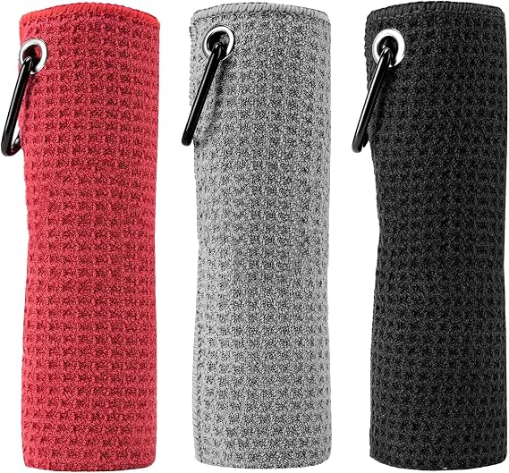 3Pcs Golf Towels,40x40cm Microfiber Golf Towel with Carabiner Clip