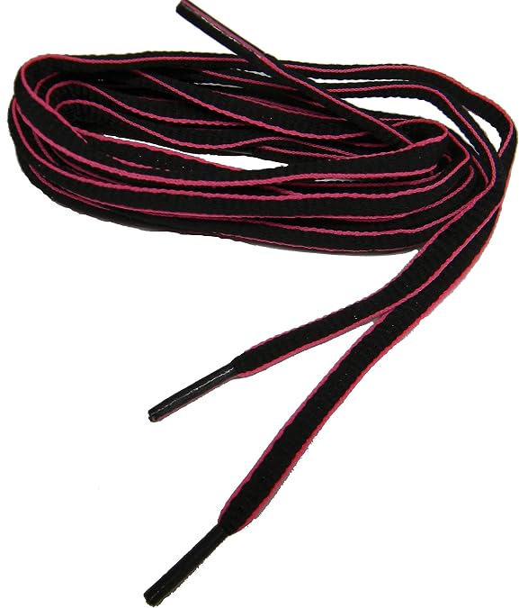 GREATLACES 27 Inch Black w/Pink Fushia proATHLETIC(TM) Oval sneaker Laces Shoelaces (2 pair pack)