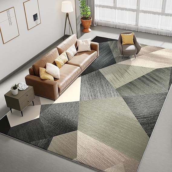 HOMFINE Green 200x300cm Geometric Modern Soft Sponge Material Area Rug