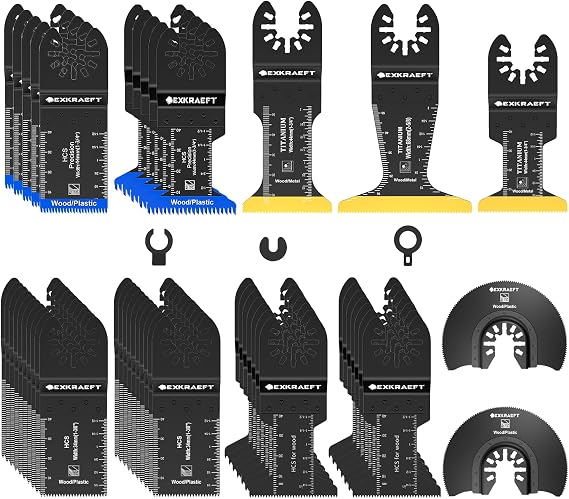 EXKRAEFT 50 PCS Titanium Multi Tool Blade for Metal, Wood and Drywall