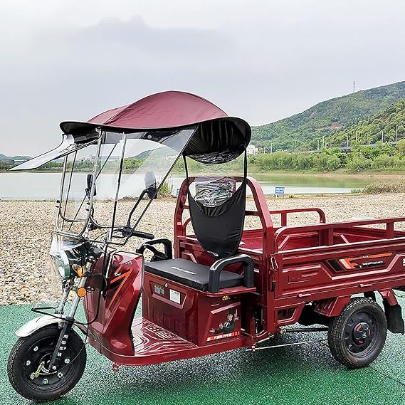 Motorcycle Rain Cover Semi-Closed Umbrella Canopy Awning Universal Motor Scooter Umbrella Mobility Sun Shade Rain Cover SANBENGZI (Color : Rojo)
