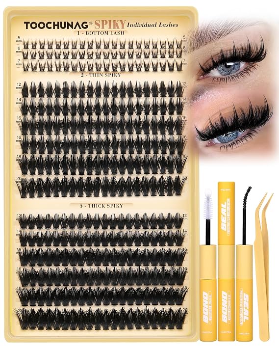 Lash Clusters Kit Manga Eyelash Clusters 300pcs DIY Lash Extension Kit with Bottom Lashes 12-20mm Anime Cluster Lashes Volume Fairy Eyelash Extensions Kit with Bond,Seal,Tweezers by TOOCHUNAG