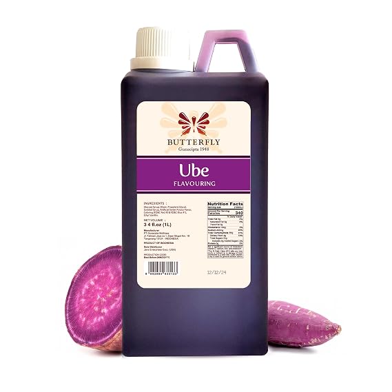 UBE Flavoring Extract, 34 Fluid Ounces (1 Liter) Butterfly Gunacipta 1948 Restaurant Size for Baking & Drinks