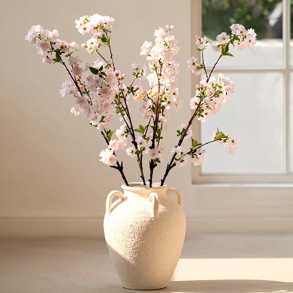 Avoeco Artificial Cherry Blossom Branches – 36" Faux Silk Flowers, Realistic Stems & Gradient Petals for Home Decor, Wedding Arrangements, Spring Displays (4, Blush)