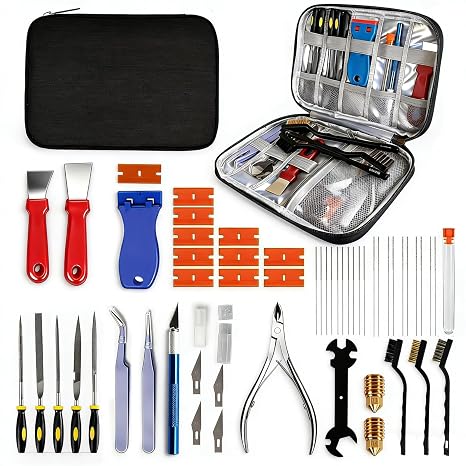53Pcs 3D Printer Tool Kit,3D Printing Accessories Includes Nozzle Cleaning Kit,Deburring Tool,Scraper,Storage Bag,Suitable for 3D Print Cleaning, Removing, Finishing
