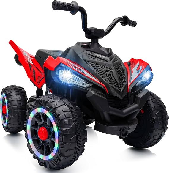 Hikiddo Spider 12V Kid ATV, Electric ATV 4 Wheeler for Kid 3-6 w/LED Wheels