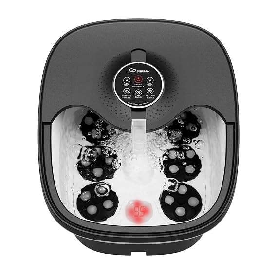 Snailax Foot Spa Bath Massager with Heat, Bubble, Shiatsu Massage Rollers, Remote Control, Temperature Control, Collapsible, Pedicure Foot Soaking Tub