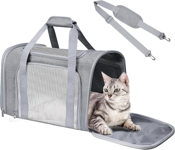 Cat Carrier Soft Up to 16 Lbs, Breathable Pet Travel Bag with Steel Frame