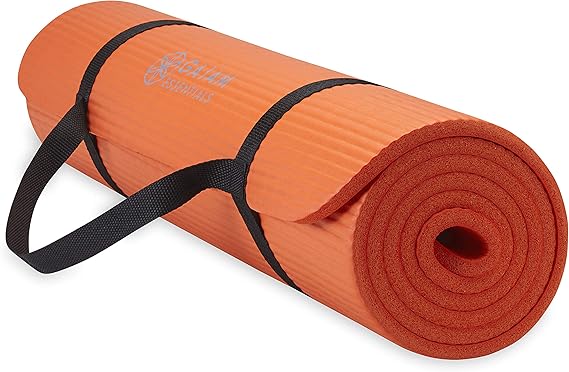 Gaiam Thick Yoga Mat, Exercise & Fitness Mat with Easy-Cinch Carrying Strap | Non-Slip NBR Foam | Joint Cushioning | Yoga, Pilates, Fitness & Floor Workouts | 72"L x 24"W