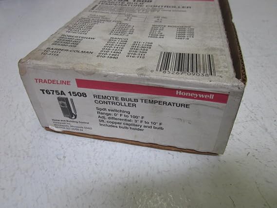 Honeywell, Inc. T675A1508 Remote Bulb Controller 0-100F Setpoint Range 3-10F Diff 5 ft Copper Bulb