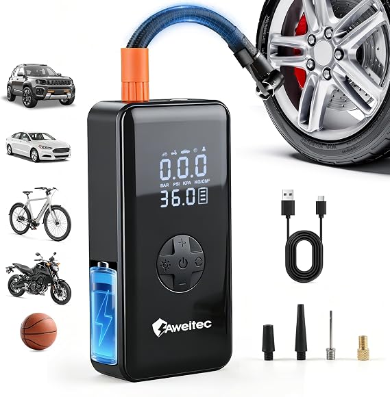 150PSI Cordless Tire Inflator 32L/min, USB-C & LED 3-in-1