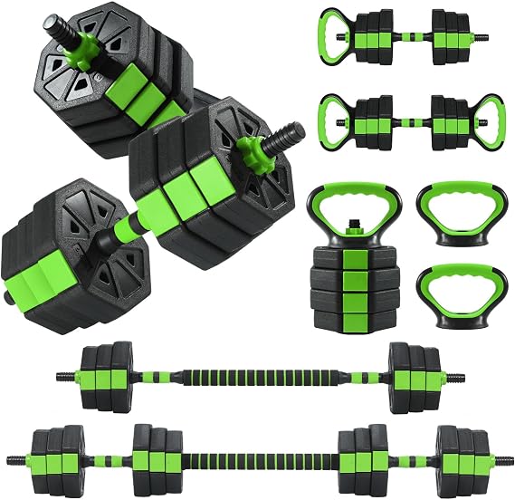 4-in-1 Octagonal Adjustable Dumbbell Set (66/88Lbs) Converts to Barbell, Kettlebell & Push-Up Stand, Home Gym Free Weights for Men & Women, Full Body Workout with Anti-Slip Handles, Space-Saving