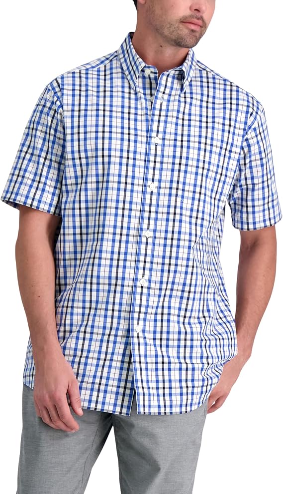 Haggar Men's Short Sleeve Button Down Woven Print Shirts