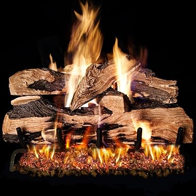 Real Fyre Split Oak Designer Plus Gas Logs, 30-Inch, Vented, Single-Sided, Logs Only, 7-Piece Refractory Ceramic, for G4G45G46 Burners