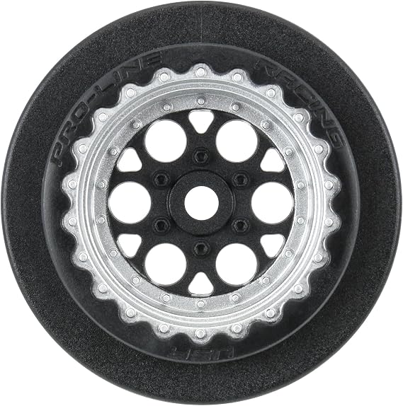 Pro-line Racing Showtime+ Black/Silver Wheels 2 for Losi Mini No-Prep Drag Car Rear PRO283413