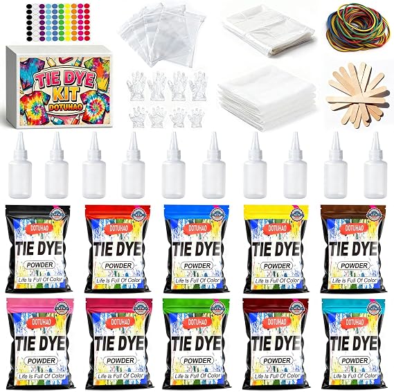10 Colors Tie Dye Powder Kit, Tie Dye Set for Home, Creative Dyes for Clothes, Easy DIY Fabric Art (10 Colors)