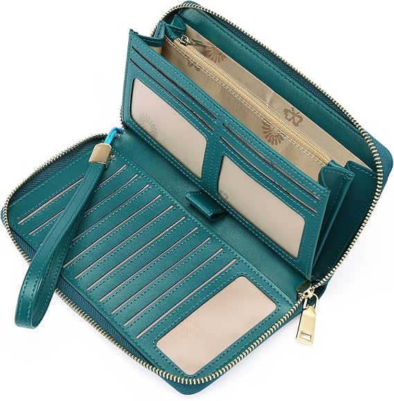 GOIACII Purses for Women Large Leather Ladies Wallets RFID Blocking Wallet for Women with Multiple Card Slots and Zipper Compartment