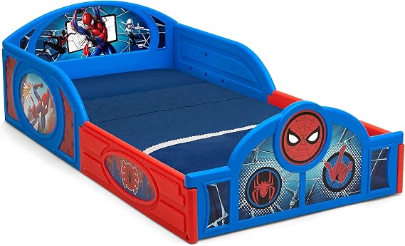 Delta Children - Spider-Man Plastic Sleep and Play Toddler Bed with Attached Guardrails