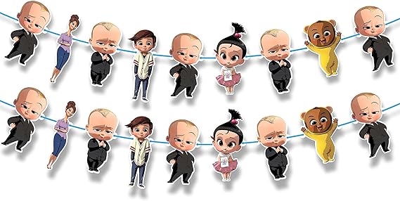 BBY Boss Garland Banner Decoration Cute BBY Boss Cartoon Party Hanging Banner First Birthday, Baby Shower,Room Backdrop, Party Supplies for BBY Boss Themed Celebration Decoration.