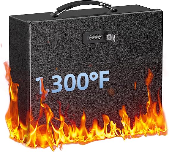 Uniclife Fireproof Document Box with Combination & Key Lock