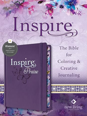 Inspire PRAISE Bible NLT, Filament Enabled (Hardcover LeatherLike, Purple): The Bible for Coloring & Creative Journaling