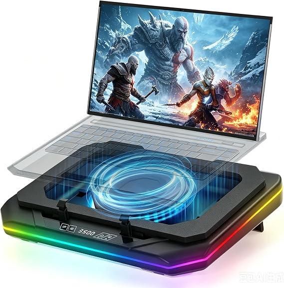 Cooling Pad for Razer Blade 15"(2022) Gaming Laptop Cooler with Powerful Turbo Cooling Fan Can Fast Cooling CPU+GPU 40C, Variable Speed,6 RGB Light Mode,Touch Control, LCD Screen, 3 USB-A Port