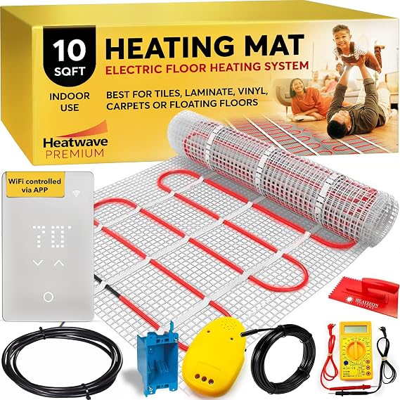 HEATWAVE 10 sqft Premium Heated Floor System with WiFi Thermostat