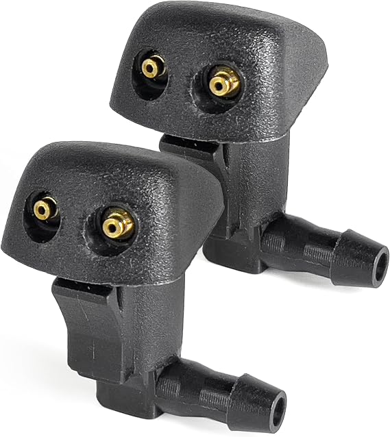 Click&Fit 2-pcs Windshield Washer Nozzles compatible with Mazda 3/5/6 2002-2011, Black Plastic, Globe Valve, Automotive Windshield Washer Nozzles