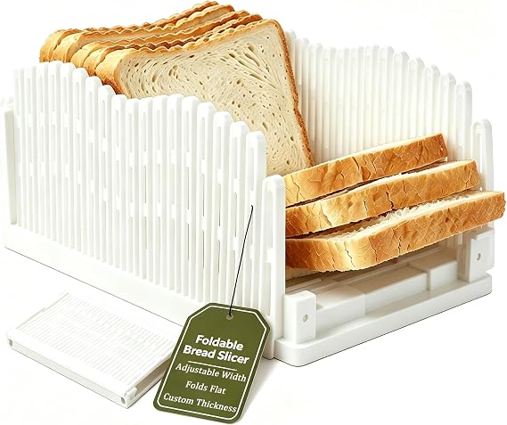 Bread Slicer for Homemade Bread, Foldable Compact with Adjustable Width