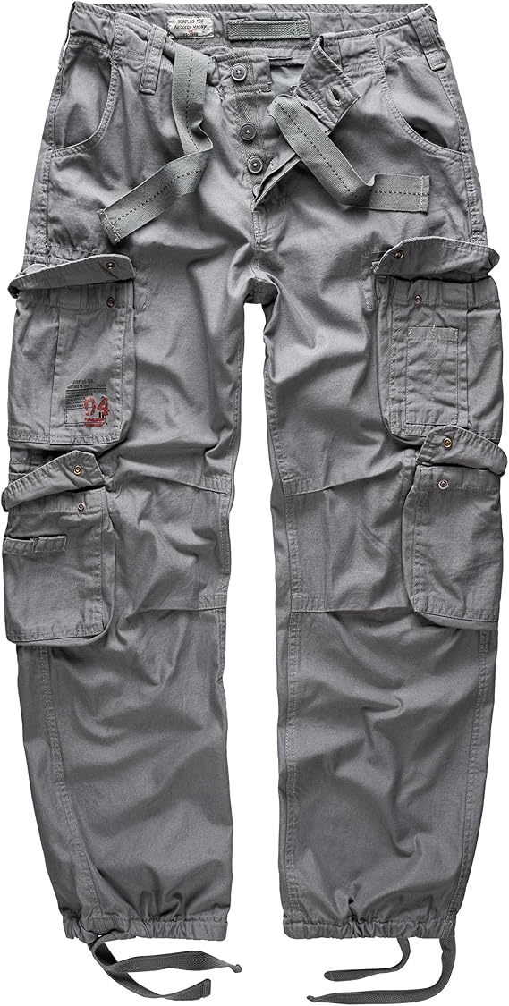 Surplus Cargo Trousers Mens Airborne Vintage, Grey, L