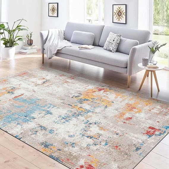Latte Dizayn Laray Desenli Kadife Pamuk Tabanlı Yıkanabilen Kaydırmaz Antibakteriyel Salon Halısı 160x230