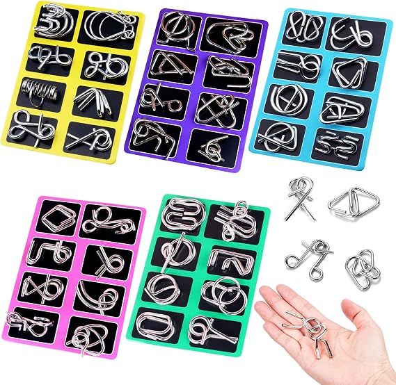 40 Pcs Metal Puzzles for Adults, IQ Challenge Puzzle Set, Brain Teaser Puzzles for Teenagers Adults Intelligence Challenge, Party or Travel Entertainment, Gifts