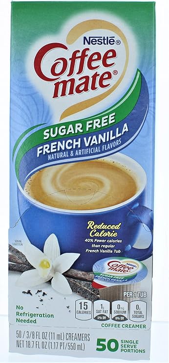 Coffee Mate SF French Vanilla Creamer, .375oz, 50/Box