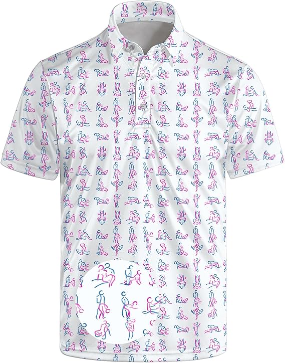 Golf Polo Shirts for Men Funny Print Short Sleeve Golf Shirts Performance Golf Polos