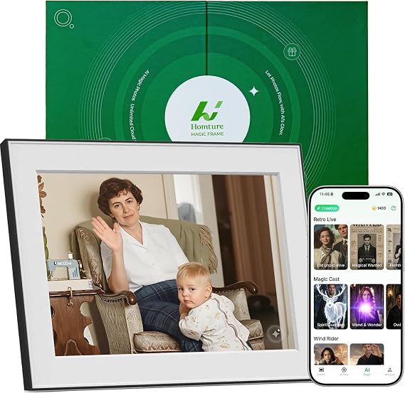 Magic Frame[Old Photo Alive] 10.1" Digital Picture Frame, 1920*1200 IPS Touch Screen, AI Photo to Video, Unlimited Cloud Storage, Picture Share with APP, Easy to Use, Great Gift for Parents