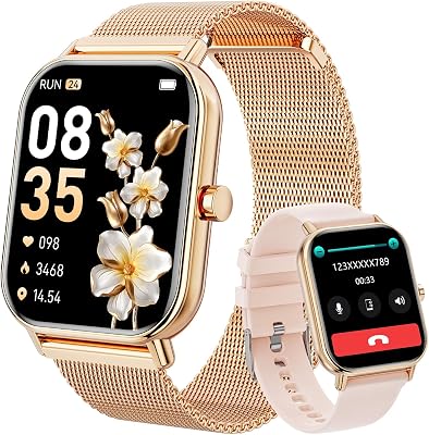 Smart Watch for Women Men, Fitness Tracker Watch for Android Phones iPhone Compatible, 1.85 Smart Watches for Women Men, 110 Sport Modes Smartwatch 2 Strap