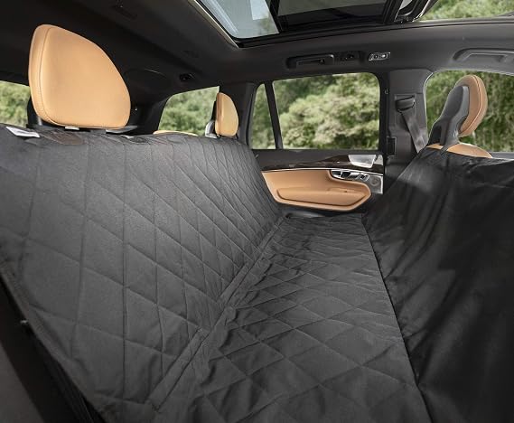 Premium Rear Car Seat Protector w/Hammock | Washable & Waterproof Back Seat Dog Cover for Car, Truck, SUV | Nonslip, Tear Resistant Pet Seat Cover | Small Black
