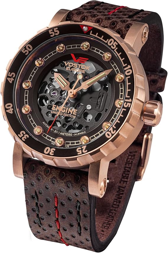 Vostok Europe Engine Limited Edition NH72A Mens Automatic Watch 30ATM Leather Strap Silicone Strap Dry Box