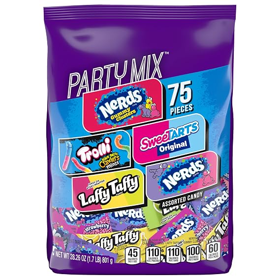 SweeTARTS Variety Party Mix, Individually Wrapped Assorted Candy, 28.6 Ounce (75 Count)