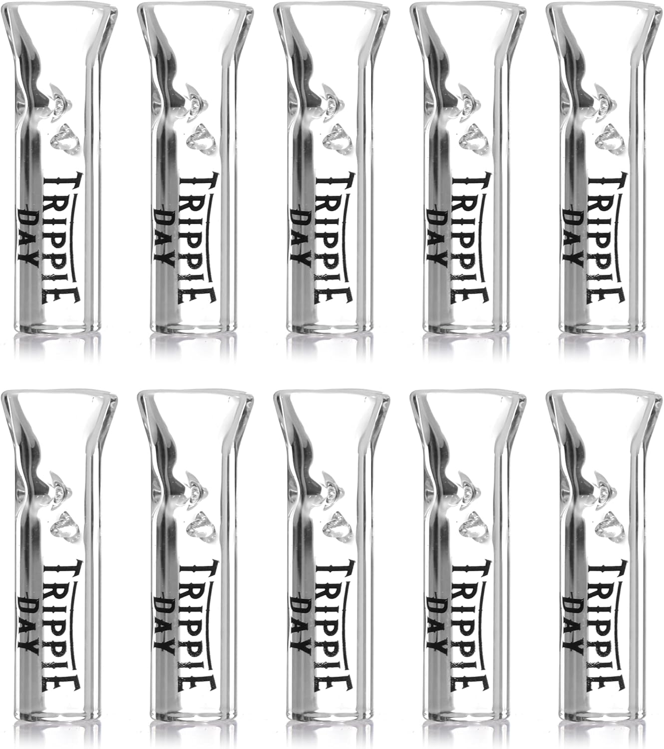 Trippie Day Glass Filter Tips – 10 Pack | 9x35mm Clear Glass Tips for Joints and Cones | Smooth Draw, Durable & Easy to Clean | Eco-Friendly Smoking Accessories