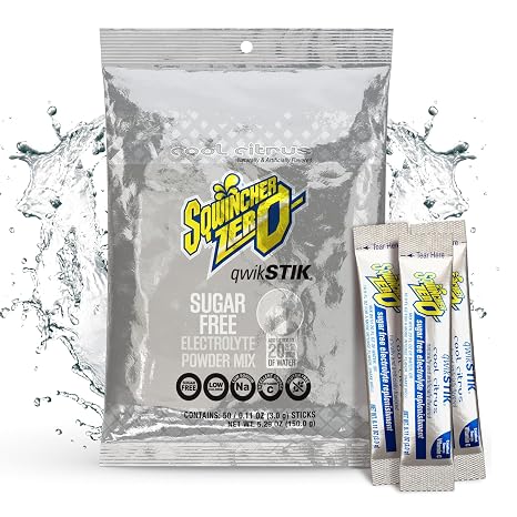 Sqwincher Qwik Stik, Sugar Free, Cool Citrus Flavor, .11oz Packet, 50 Pack