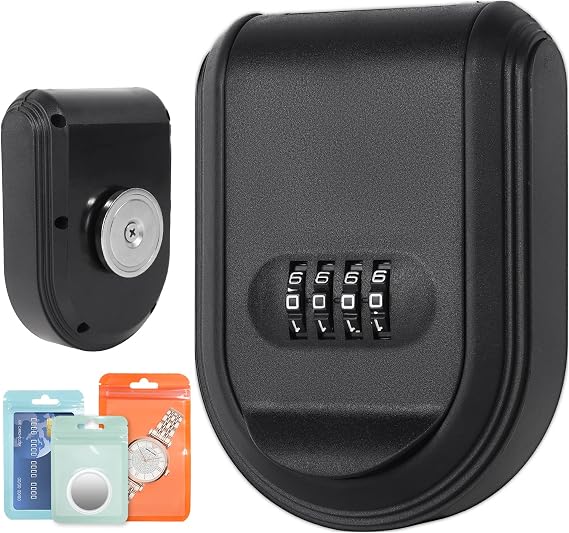 Magnetic Key Lock Box, Key Holder with Combination Lock Under Car, Magnet Hide a Key Box for Spare Key Storage Outdoor, Indoors